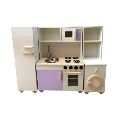Cozinha Infantil Completa com Lavanderia Lilás.
