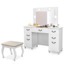 Ver imagem 1 de Penteadeira com Porta Joias Interruptor Usb 7 Gavetas e Banqueta Boreal Branco