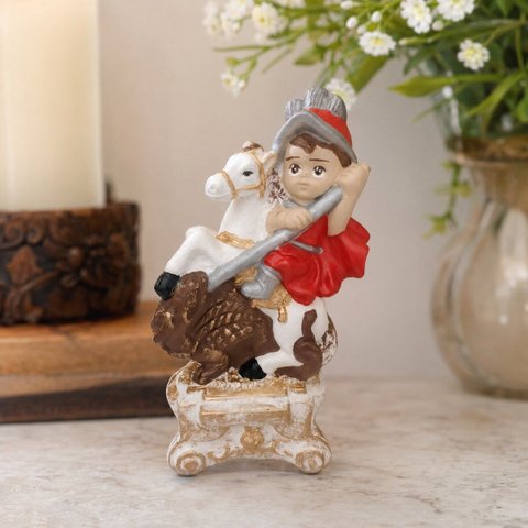 São Jorge Baby 13 cm em Gesso Estatueta Sala Quarto