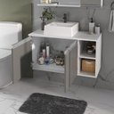 Ver imagem 6 de Conjunto Gabinete Banheiro Virtus 80cm Gabinete + Cuba + Espelheira Branco Cinza