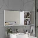 Ver imagem 4 de Conjunto Gabinete Banheiro Virtus 80cm Gabinete + Cuba + Espelheira Branco Cinza
