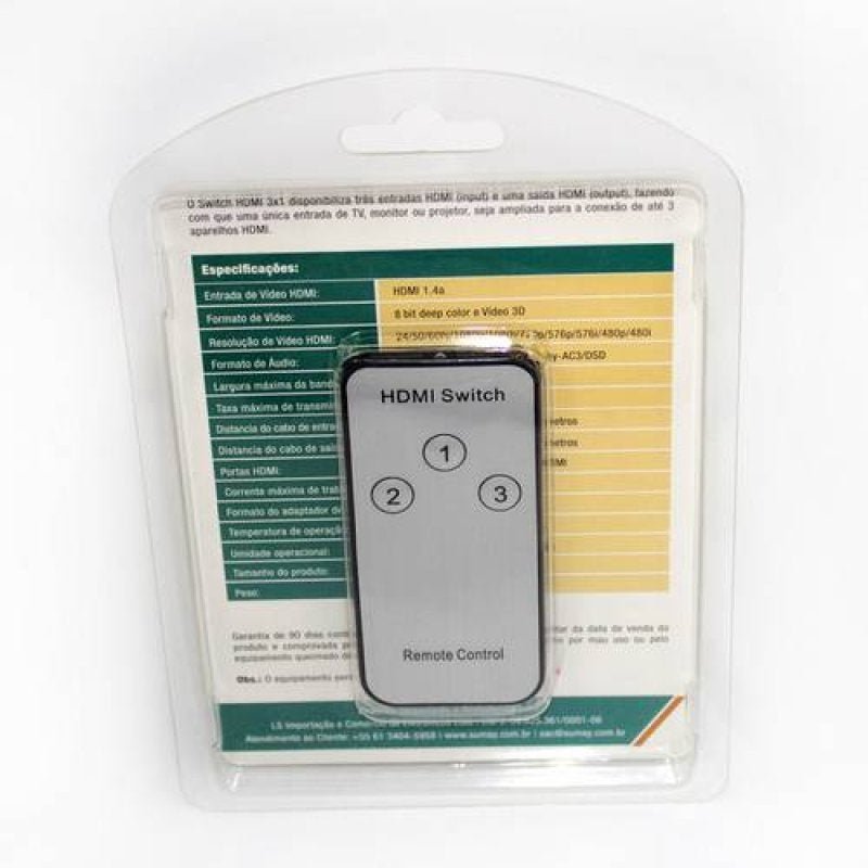 Switch Hdmi Mini Sumay Sm-SW300 3X1 HiSpeed - 3