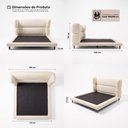 Ver imagem 4 de Cama Box Base Casal com Cabeceira Mochi 138x188 Estofada Orgânica Japonesa Linho Bege - Desk Design