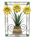 Ver imagem 1 de Quadro em Ferro para Parede com Moldura e Flores Decorativo para Quarto - Amarelo
