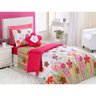Kit Edredom Infantil Pink Solteiro Floral Garden 3 Peças Dupla Face com Almofada Flor Decorativa - 4