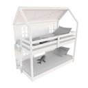 Ver imagem 4 de Beliche Montessoriano Casinha Bela com Coração 4 Janelas Venezianas - Madeira Maciça Branco/rosa