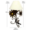 Ver imagem 2 de Abajur Luminária Rústica de Quarto em Ferro Flores e Cúpula - Verniz