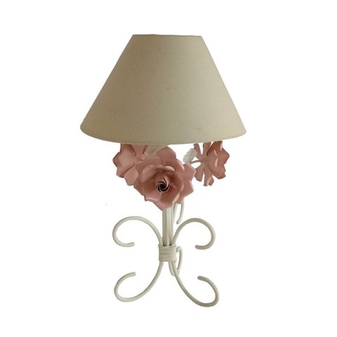 Abajur Rustico de Menina Simples Barato com Flores para Quarto