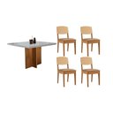 Ver imagem 1 de Conjunto: Mesa de Cozinha Berlim Curvo 90cm + 4 Cadeiras Havana Naturale/off White - Linho Bege -