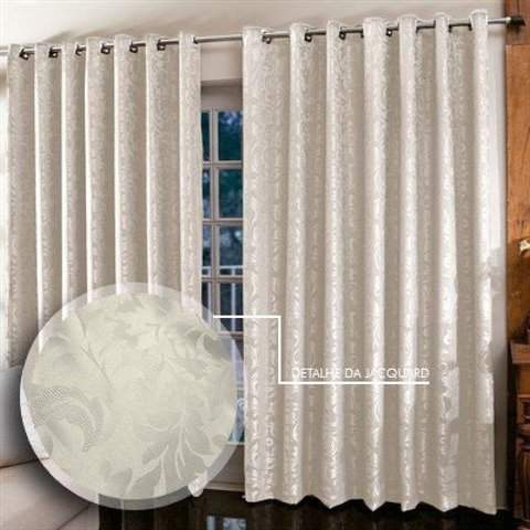 Cortina Jacquard para Sala/quarto 2,00 X 1,80 M | Admirare - Champagne