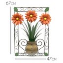 Ver imagem 2 de Quadro em Ferro para Parede com Moldura e Flores Decorativo para Quarto - Laranja