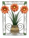 Ver imagem 1 de Quadro em Ferro para Parede com Moldura e Flores Decorativo para Quarto - Laranja