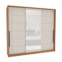 Ver imagem 2 de Guarda-roupa Casal Lisboa 3 Portas 4 Gavetas com Espelho Freijó/creme - Politorno