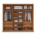 Ver imagem 3 de Guarda-roupa Casal Lisboa 3 Portas 4 Gavetas com Espelho Freijó/creme - Politorno