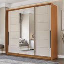 Ver imagem 1 de Guarda-roupa Casal Lisboa 3 Portas 4 Gavetas com Espelho Freijó/creme - Politorno