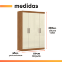 Ver imagem 3 de Modulo de Guarda Roupas para Quarto 4 Portas e 2 Gavetas Madrid Maxel