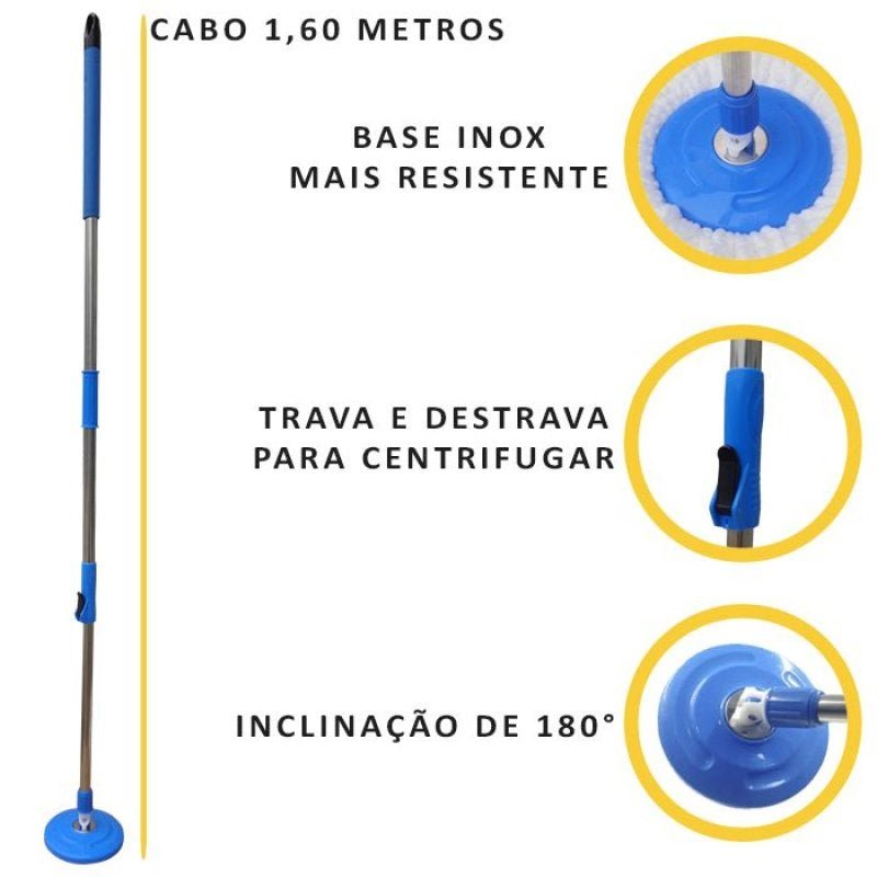 Cabo Avulso 1,60 Mts Com 1Refil a Pó, 1 Refil Microfibra, 1 Refil Escovão - Perfect - 2