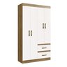 Guarda Roupa Roupeiro 4 Portas 2 Gavetas Solteiro Cor Nogueira Marrom Off White - 6