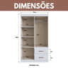 Guarda Roupa Roupeiro 4 Portas 2 Gavetas Solteiro Cor Nogueira Marrom Off White - 4