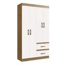 Ver imagem 6 de Guarda Roupa Roupeiro 4 Portas 2 Gavetas Solteiro Cor Nogueira Marrom Off White