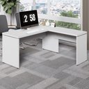 Ver imagem 1 de Escrivaninha L Escritório 1,50m X 1,50m Pés Painel F5 Office Cor:cinza
