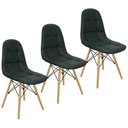 Ver imagem 1 de Kit 3 Cadeiras Charles Eames Botonê Eiffel Estofada - Preta