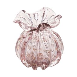 Vaso de Vidro Italy Rosa Claro e Dourado 13 cm - Wolff - 1
