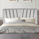 Ver imagem 2 de Cabeceira Estofada Cama Casal Queen Size 160 Cm Ariel Veludo Cinza Claro
