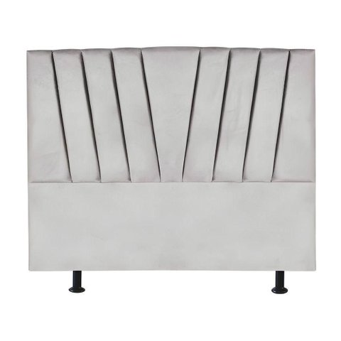 Cabeceira Estofada Cama Casal Queen Size 160 Cm Ariel Veludo Cinza Claro