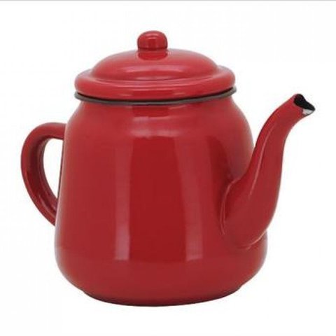 Bule Vermelho Esmaltado Liso 1 Litro 15x20Cm - 128532