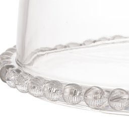 Prato P/Bolo C/Pé e Tampa Cristal Pearl Bolinha Transparente 31cm Wolff - 3