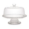 Prato P/Bolo C/Pé e Tampa Cristal Pearl Bolinha Transparente 31cm Wolff - 2