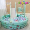 Playground Infantil 4x1 Criança Com Piscina 200 Bolinhas Cesto Balança e Escorregador Verde Importwa - 9