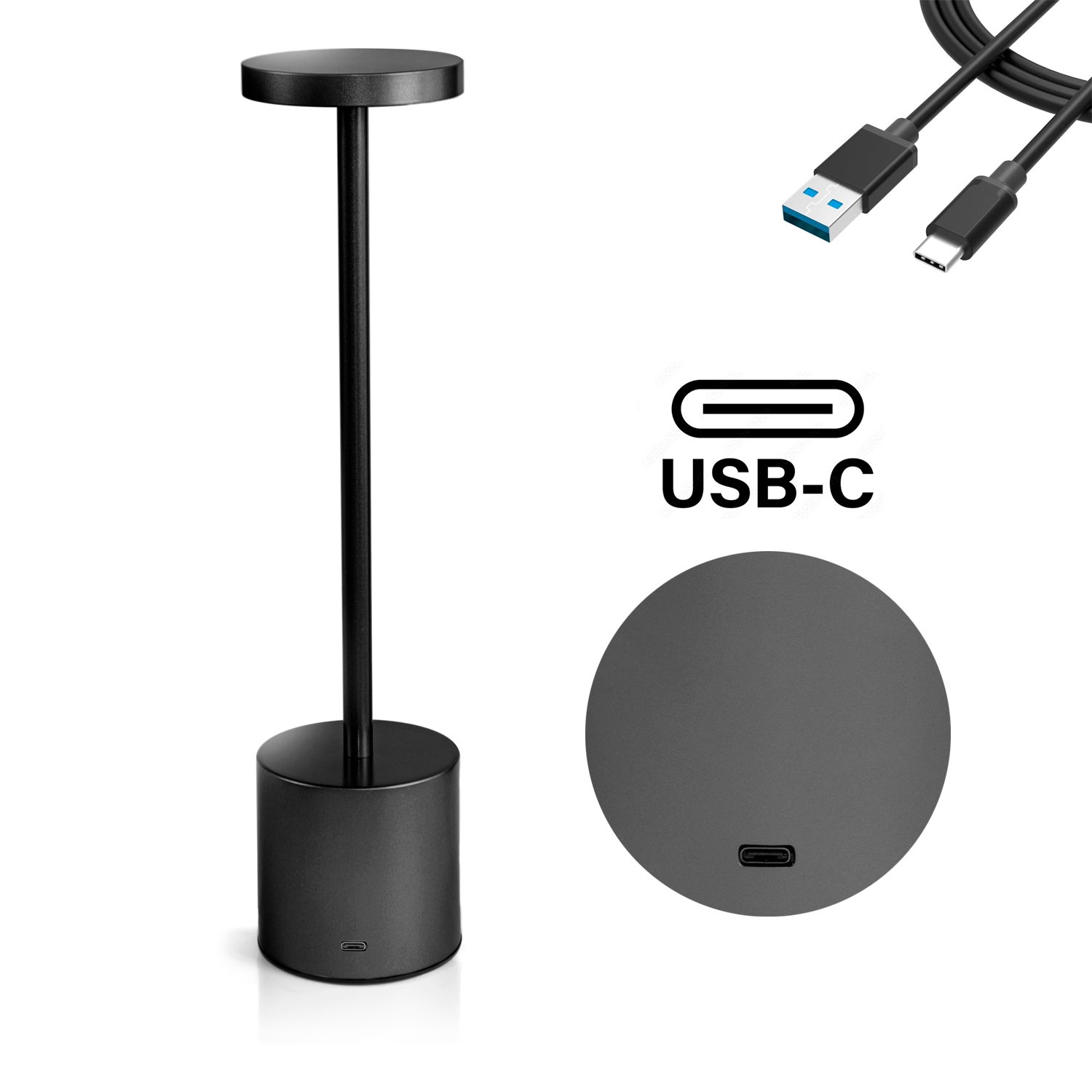 Kit 4 Luminárias de Mesa Touch Candeeiro Led sem Fio Recarregável Prata - 3