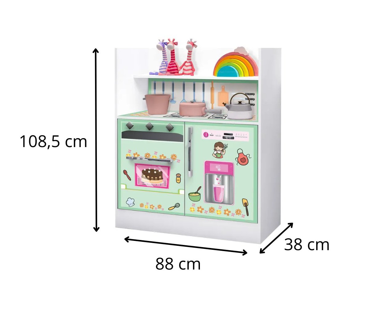 Armário Cozinha Infantil Branco com Verde Magia Gabrielli Móveis - 3