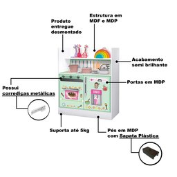 Armário Cozinha Infantil Branco com Verde Magia Gabrielli Móveis - 4 Armário Cozinha Infantil Branco com Verde Magia Gabrielli Móveis - 4