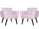 Ver imagem 1 de Kit 2 Poltronas Decorativa Geovana Suede Rosê Pés Madeira Mz Decor