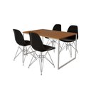 Ver imagem 2 de Mesa Industrial Base Ferro Branco 137x90 Tampo Canela 4 Cadeiras Eiffel Ferro Branco Assento Preto