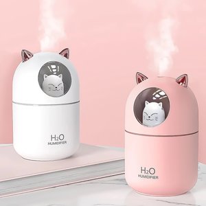 Umidificador Aromatizador Difusor Gatinho Fofo com Luz Rgb