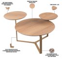 Ver imagem 4 de Mesa de Centro para Sala de Estar 3 em 1 Pés Metálicos Dari A03 Hanover Dourado - Lyam Decor