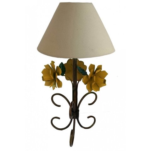 Abajur Iluminação de Quarto Simples com Flores Artesanal Rustico - Amarelo