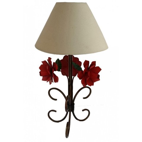 Luminária Abajur de Quarto Cabeceira de Cama e Iluminação Lateral em Ferro - Vermelho Escuro