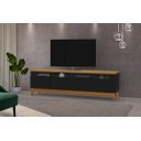 Ver imagem 1 de Rack SUP 1.80m Estilo Retrô Com Pés em Madeira Com Nichos Para Aparelhos e Objetos de Decoração 3 Po