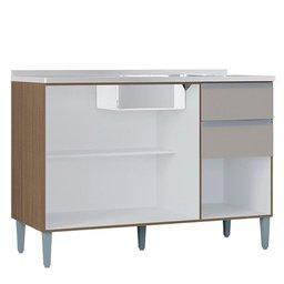 Balcao para Pia 3 Portas 120 Cm 702 Castanha Off White Poqq Castanha Off White - 6