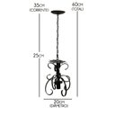 Ver imagem 2 de Lustre Pendente de Ferro Preto Simples para Iluminação de Apartamento - Preto