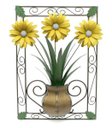 Ver imagem 1 de Quadro Painel Artesanal para Sala Decorativo em Ferro com Flores - Amarelo