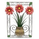 Ver imagem 1 de Quadro Painel Artesanal para Sala Decorativo em Ferro com Flores - Vermelho Escuro