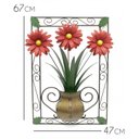 Ver imagem 2 de Quadro Painel Artesanal para Sala Decorativo em Ferro com Flores - Vermelho Escuro