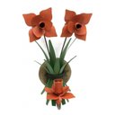 Ver imagem 1 de Arandela Artesanal Flor de Ferro Área Externa e Interna 1 Bocal com Flores - Laranja