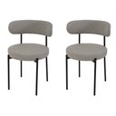 Ver imagem 1 de Kit 2 Cadeiras de Jantar Linho Cinza Camelia com Encosto Curvo Base Preta Moderna para Sala e Cozinh